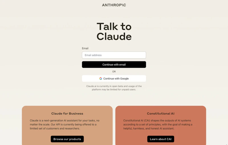 Claude2：トップページ