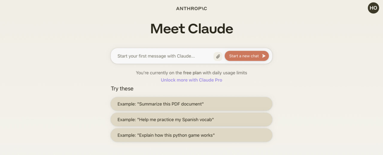 Claude2：初期画面