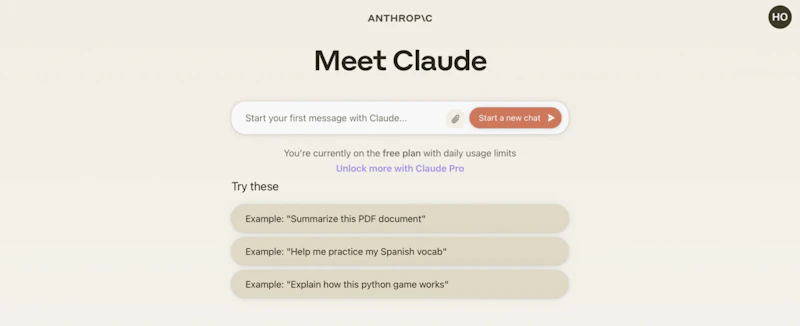 Claude2：初期画面