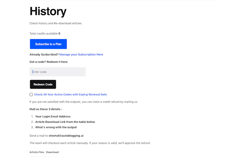 Autoblogging.ai：残りクレジット