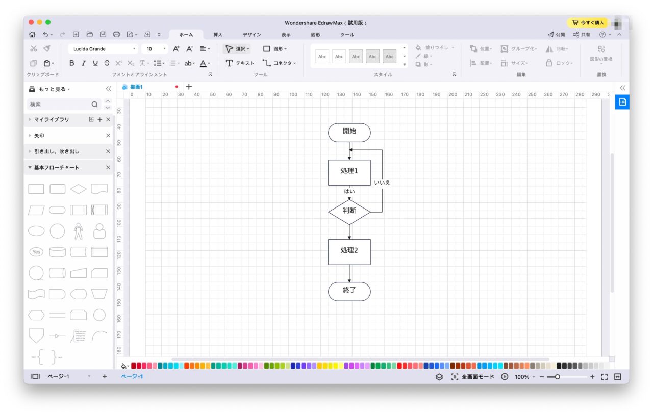 EdrawMax（フローチャート）：コネクト