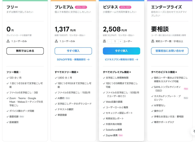 Notta：新料金プラン