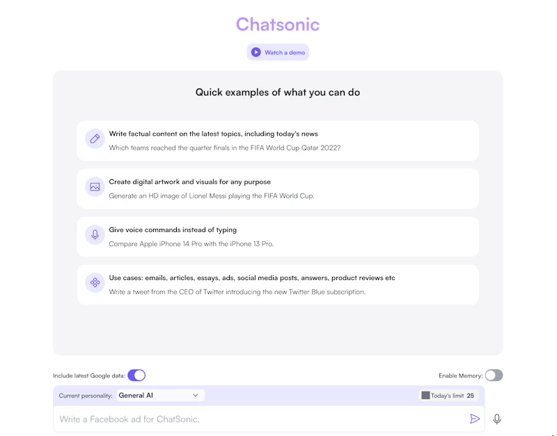 Writesonic：AIチャット
