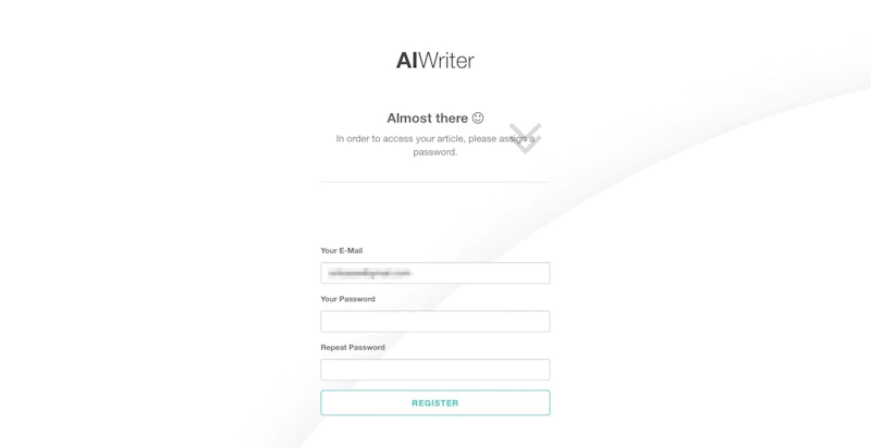 AI-Writer：パスワード登録