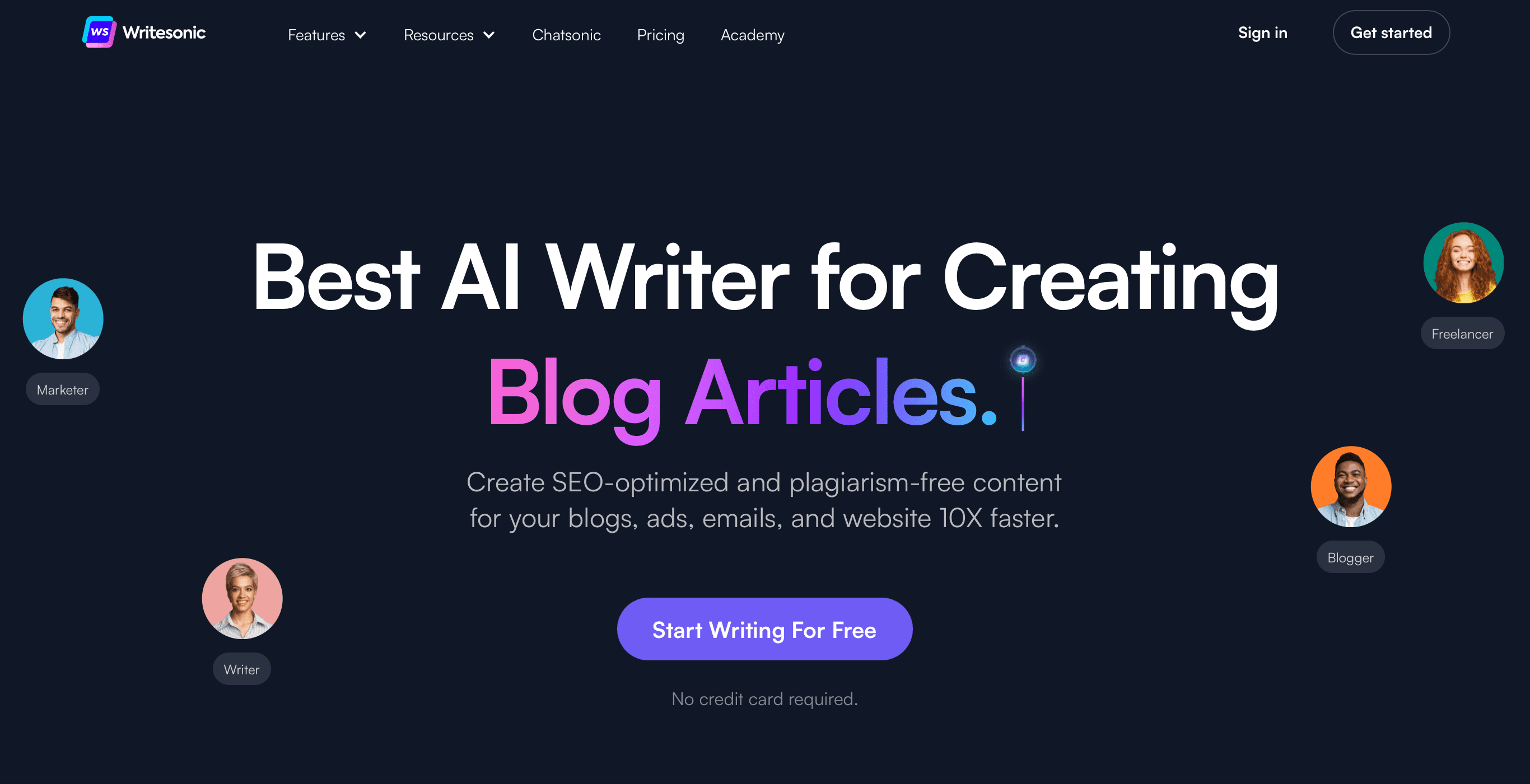 Writesonic：トップページ