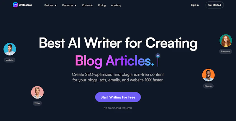 Writesonic：トップページ