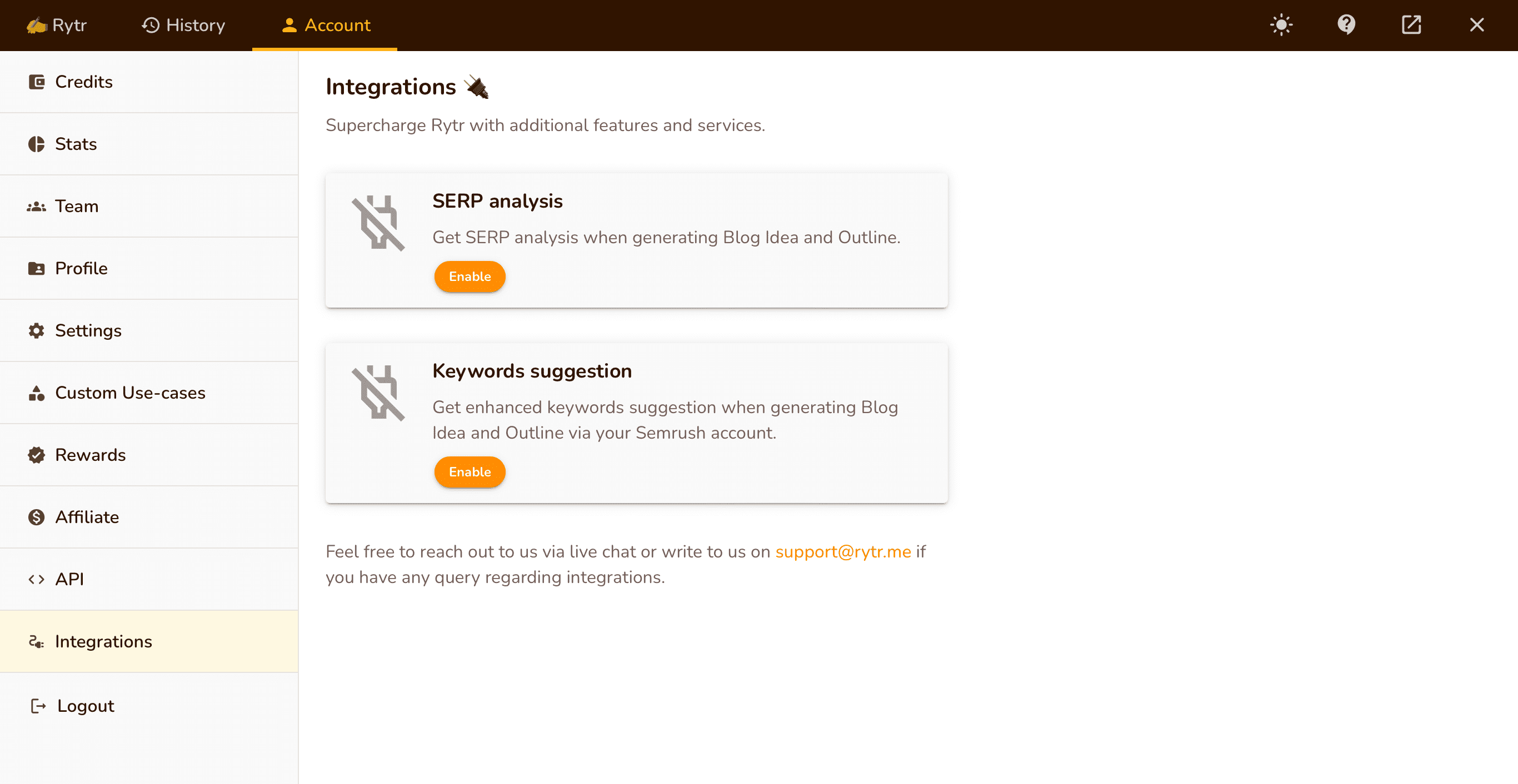 Rytr：アプリ連携