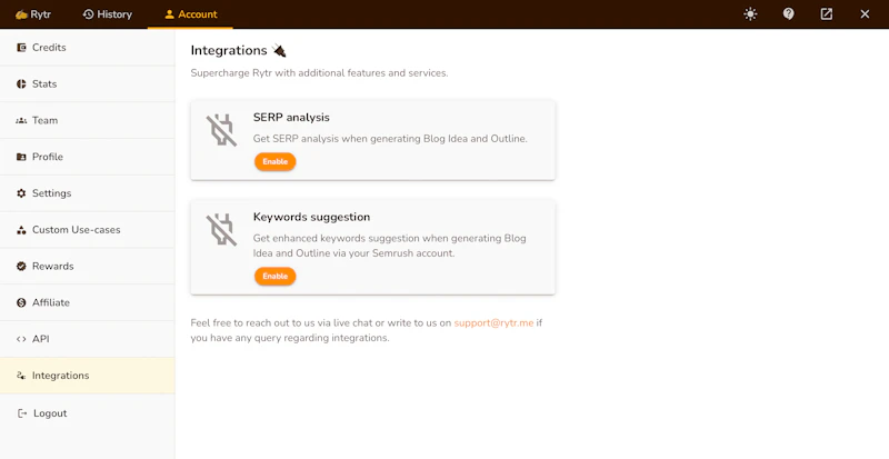 Rytr：アプリ連携