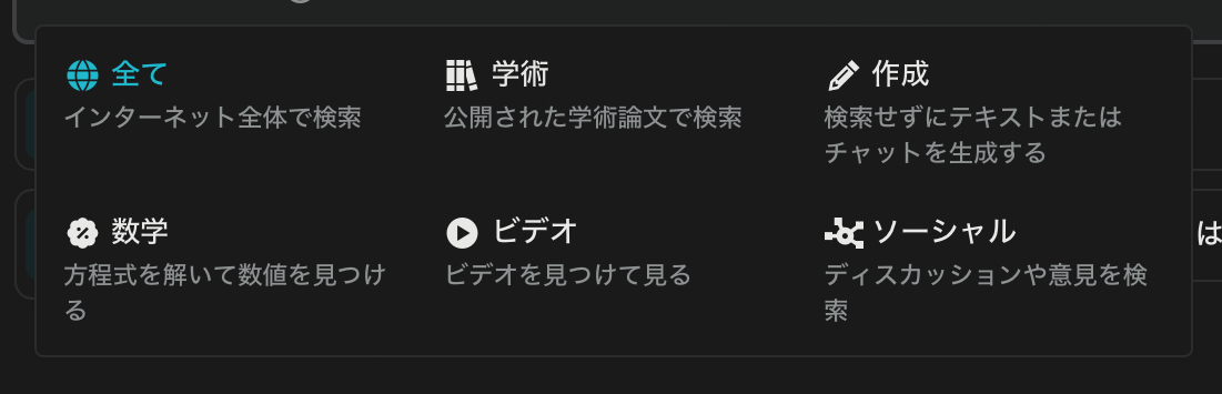 Perplexity：検索範囲