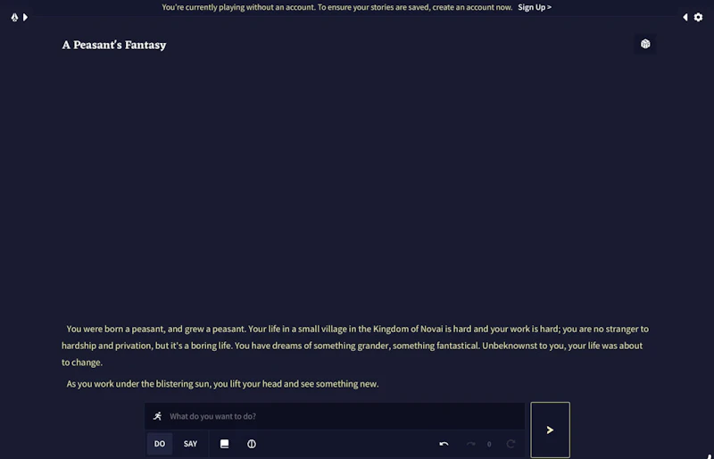 Novel AI：テキストアドベンチャー（サンプル）