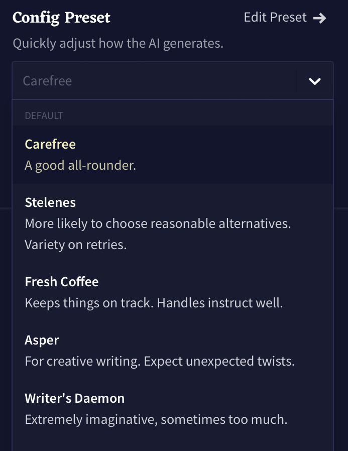 Novel AI：コンフィグプリセット
