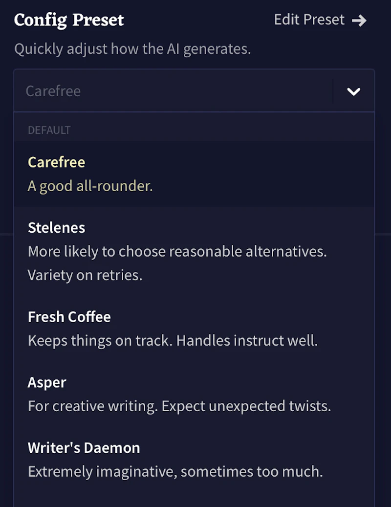 Novel AI：コンフィグプリセット
