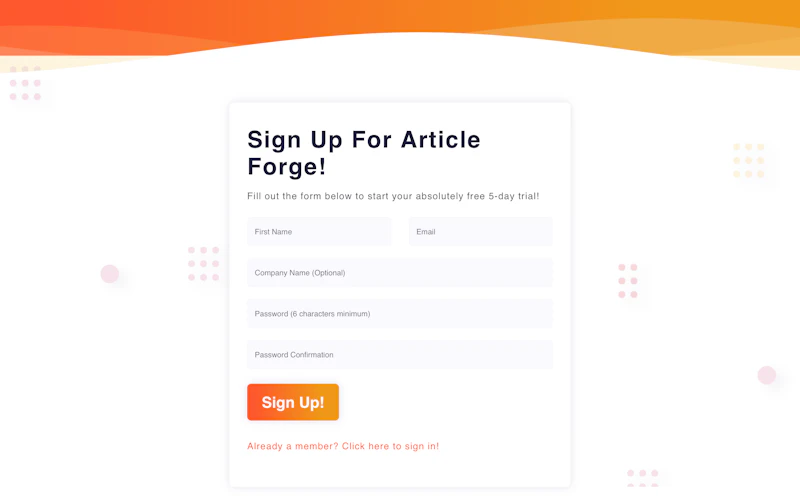 Article Forge：サインアップ