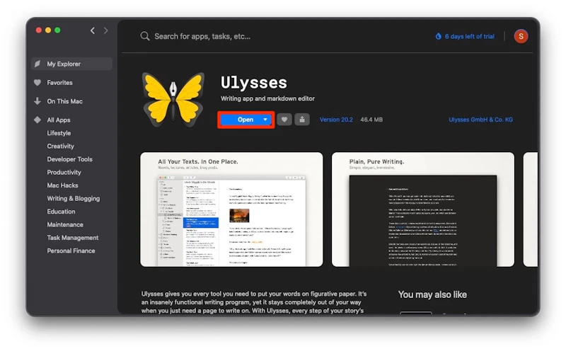 ボタンの表示「Open」に変わればインストール完了