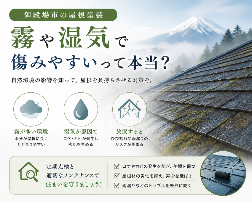 「御殿場市の屋根塗装、霧や湿気で傷みやすいって本当？」