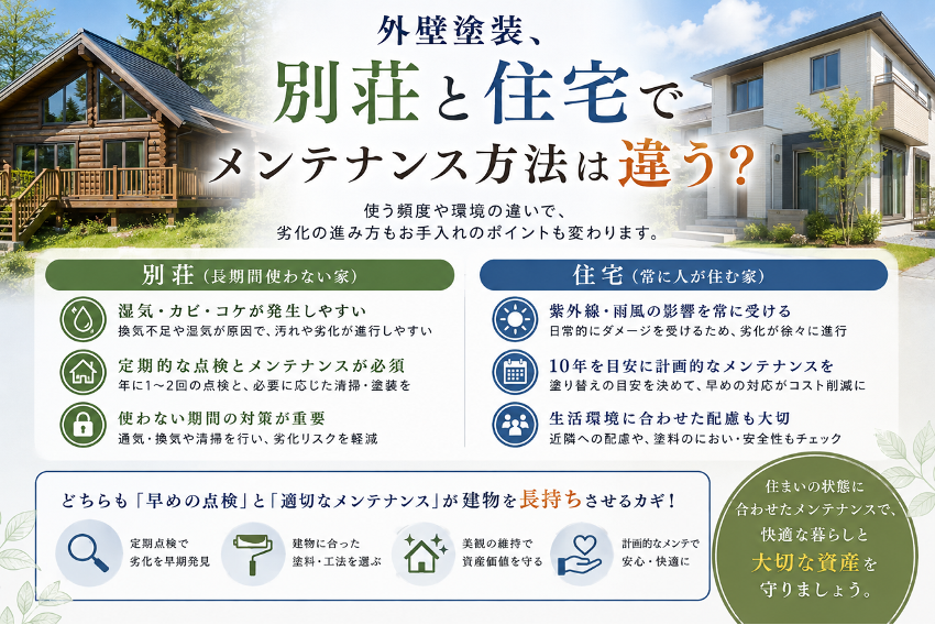 「外壁塗装、別荘と住宅でメンテナンス方法は違う？」