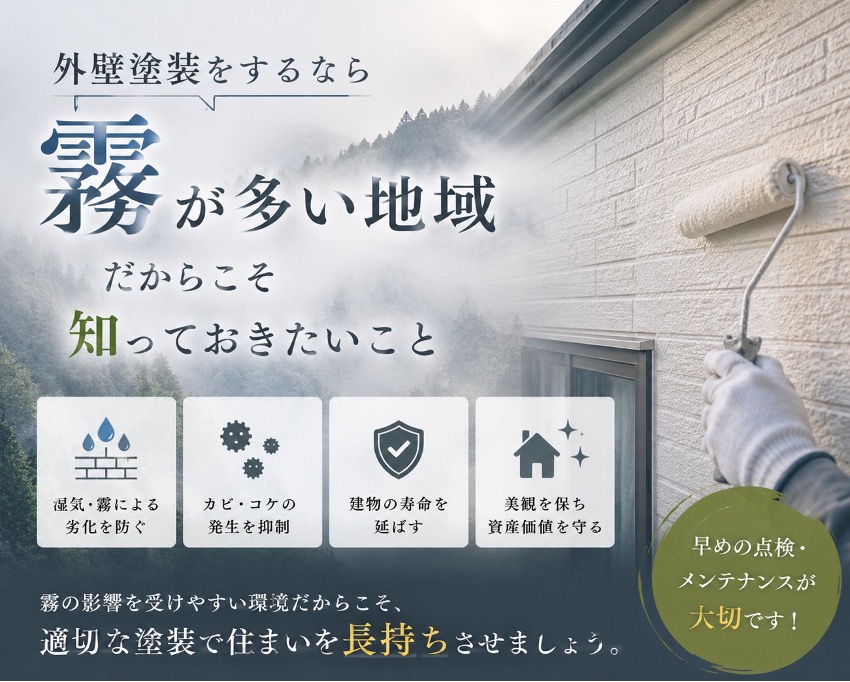 「外壁塗装をするなら「霧」が多い地域だからこそ知っておきたいこと」