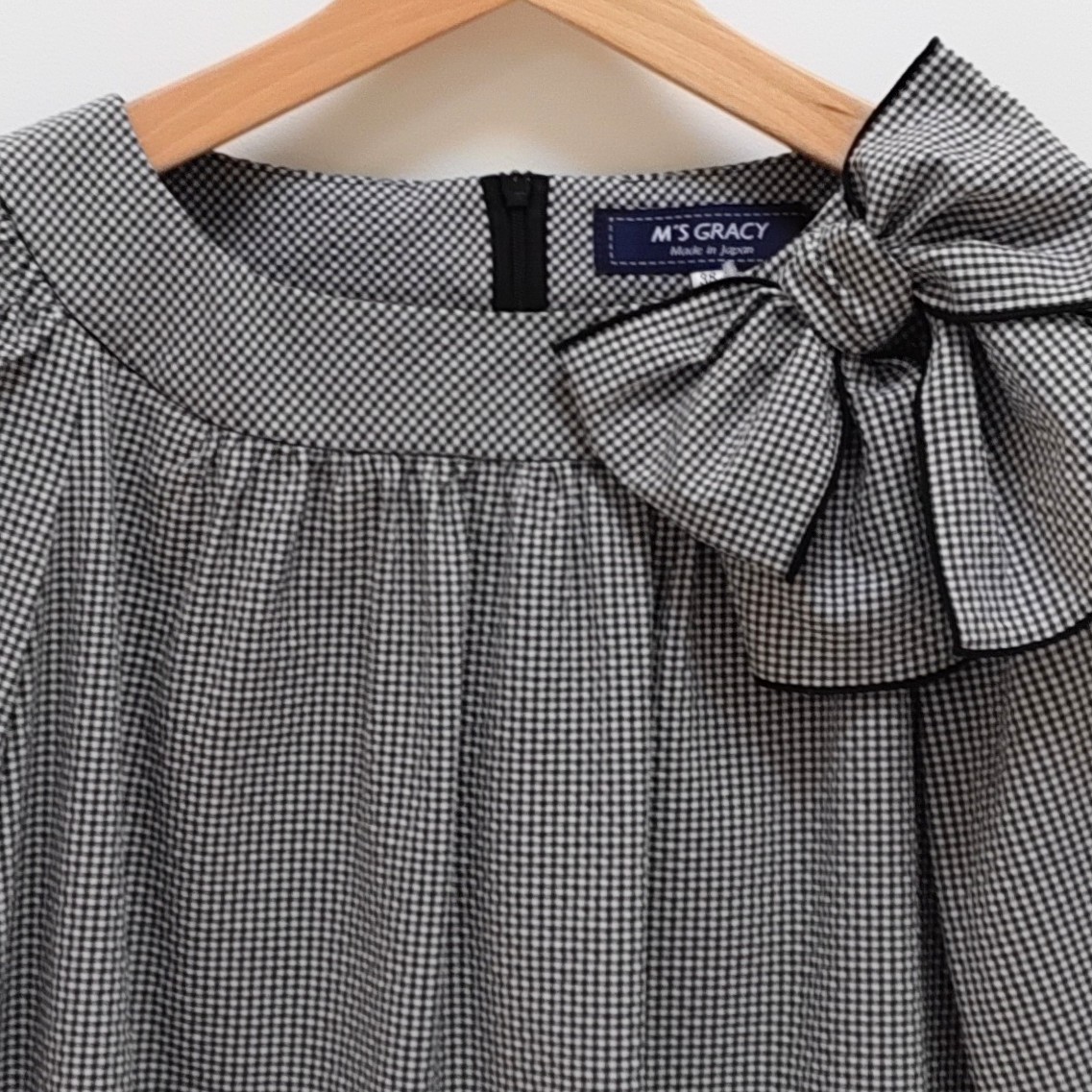 M'SGRACY エムズグレイシー 美品 黒白ギンガムチェック ６分袖チュニック エムズグレィシー ｜ ギンガムチェックチュニック ｜ ショップニュース