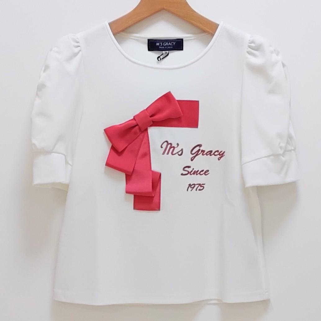 M'S GRACY*WEB掲載*グログランリボン半袖カットソー グログランリボン付きカットソー | msgracy