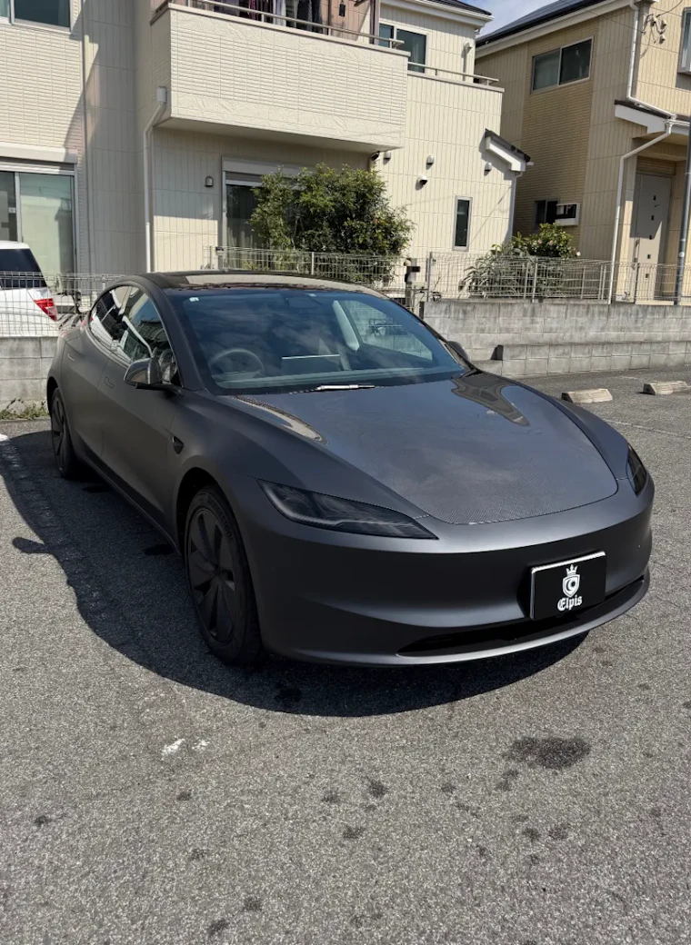Tesla Model 3 マットフルPPF施工 ボンネット・ミラーカーボンPPF