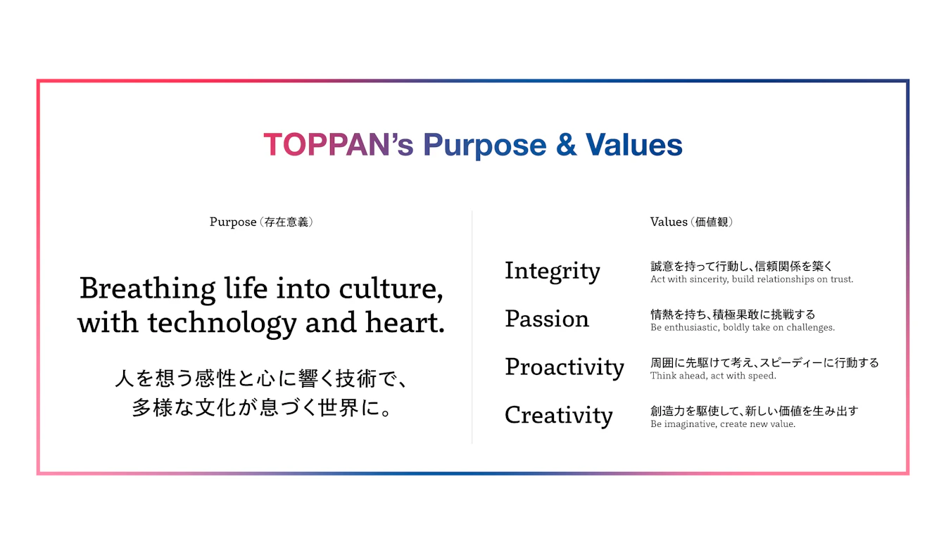 トッパングループのパーパスとバリューズ