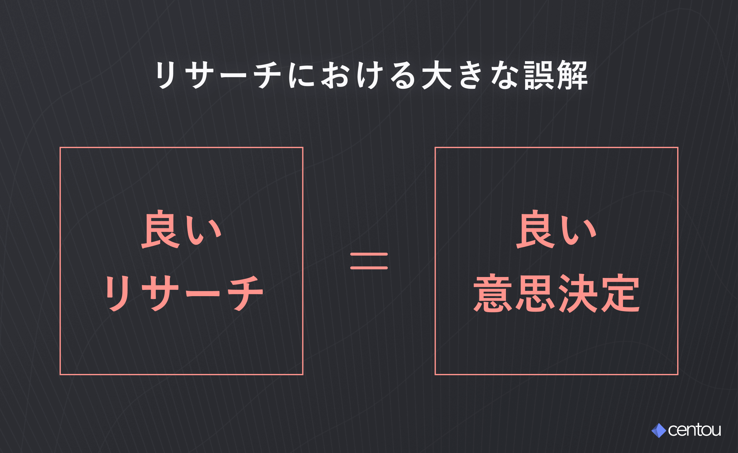 リサーチにおける大きな誤解 : 良いリサーチ = 良い意思決定