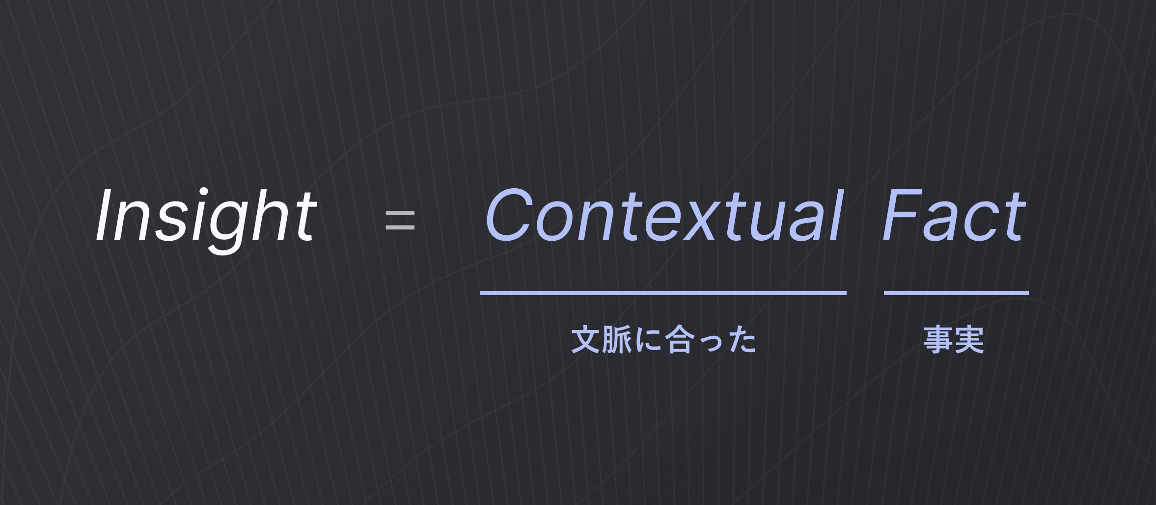 Insight = Contextual Factと記載されている。Contextual Factのそれぞれの単語の下に「文脈に合った」「事実」と記載されている。