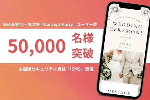 婚礼事業者向け、Web招待状・席次表「Concept Marry」のユーザー数が、50,000人を突破。