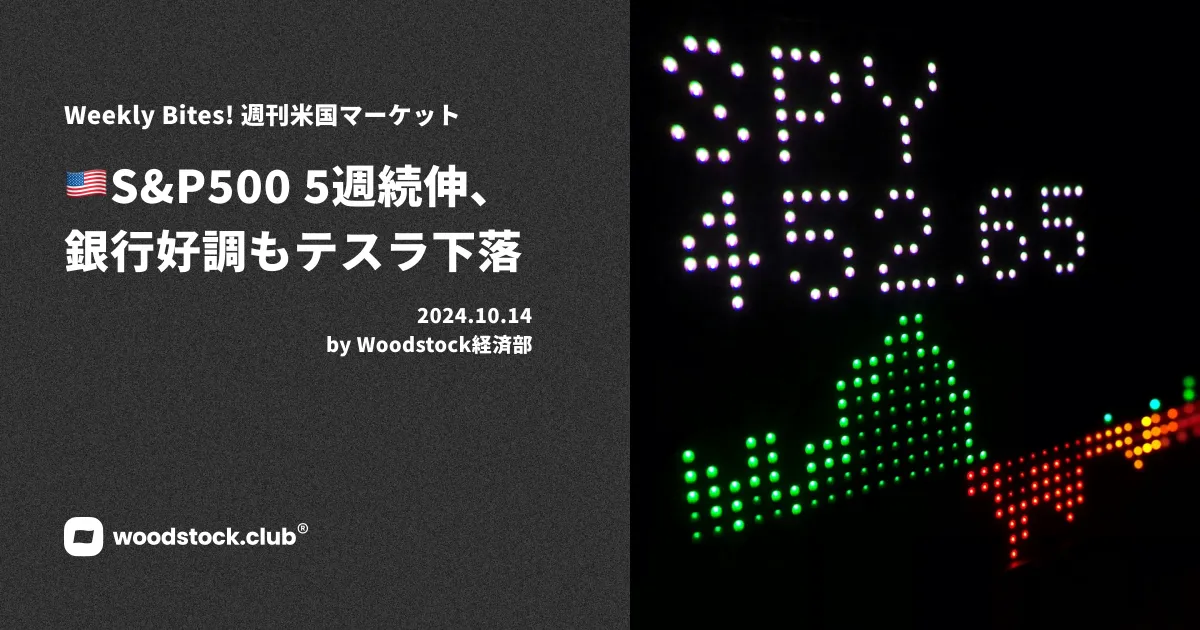 🇺🇸S&P500 5週続伸、銀行好調もテスラ下落