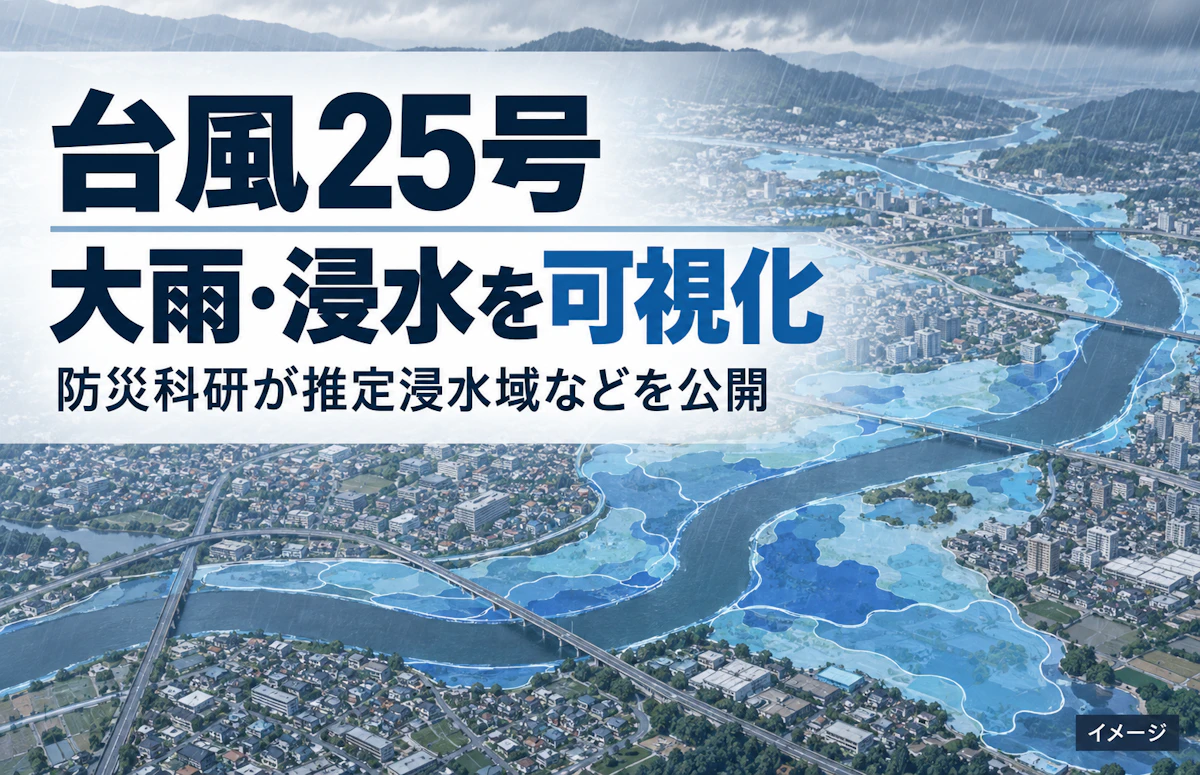 台風25号の大雨・浸水を可視化──防災科研が推定浸水域などを公開