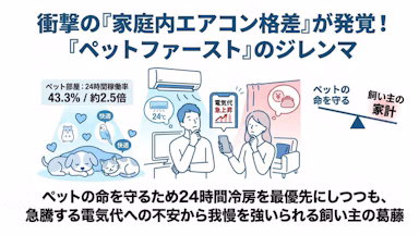 【調査】ペット部屋のエアコン24時間稼働は人間部屋の2.5倍　「家庭内エアコン格差」とはのサムネイル画像
