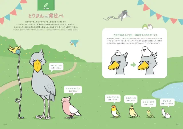 見応えたっぷりなイラストつきで楽しく読める！（COLUMN とりさんの背比べ）