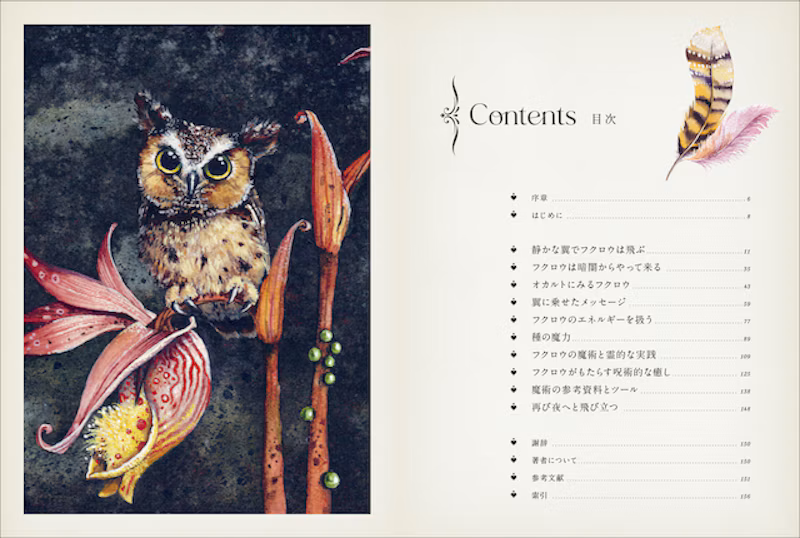 目次・序章/はじめに/静かな翼でフクロウは飛ぶ/フクロウは暗闇からやって来る/オカルトにみるフクロウ/翼に乗せたメッセージ/フクロウのエネルギーを扱う/種の魔力/フクロウの魔術と霊的な実践/フクロウがもたらす呪術的な癒し/魔術の参考資料とツール/再び夜へと飛び立つ/謝辞/著者について/参考文献/索引