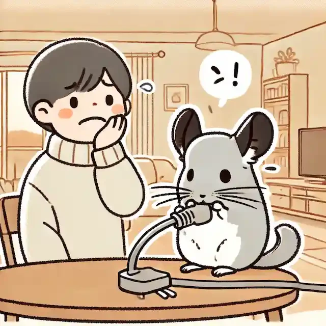 チンチラが物を齧るイラスト