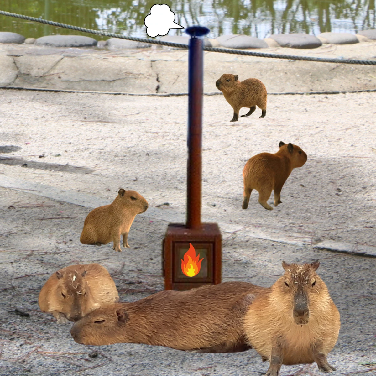 海の中道海浜公園で「カピバラ暖炉＆カンガルーこたつ」初開催