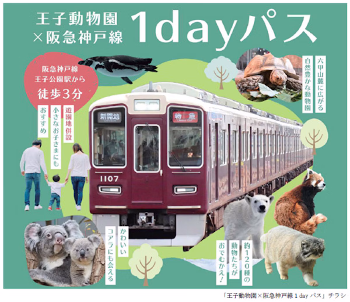 王子動物園の入園券と阪急神戸線1日乗車券がセットでお得に!「王子動物園×阪急神戸線1dayパス」9月1日発売開始