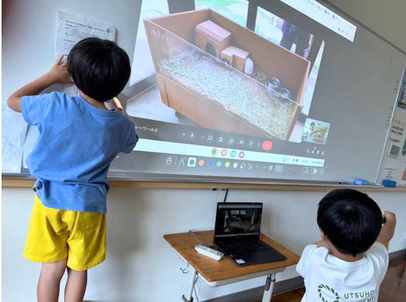 パークとオンラインで繋ぎ観察している様子