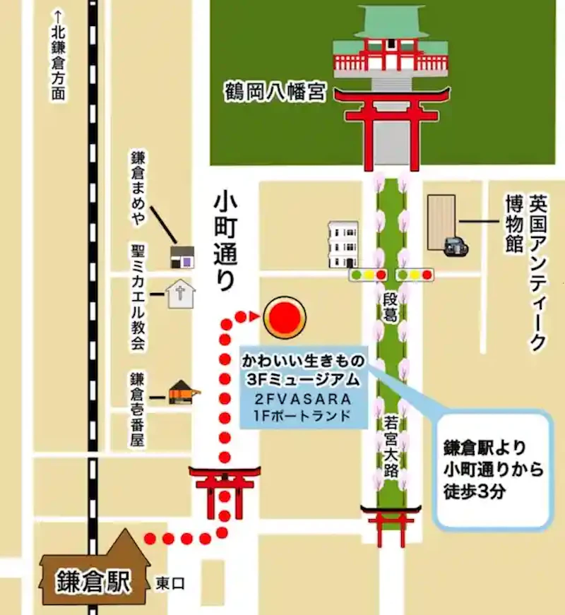 鎌倉駅東口より徒歩3分。小町通り沿い 〒248-0006 神奈川県鎌倉市小町2丁目8-7すみのプラザ3階