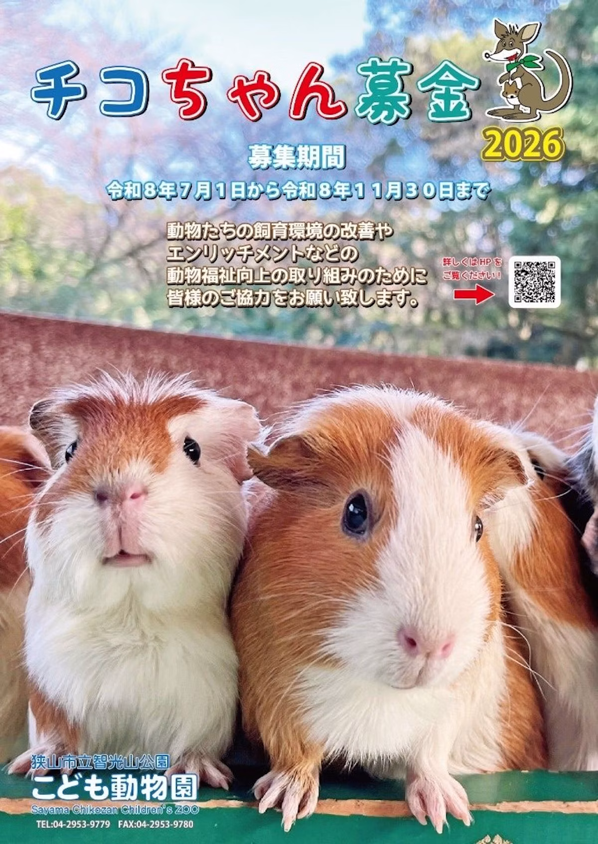 智光山公園こども動物園、動物福祉向上のための「チコちゃん募金」を2026年も開始