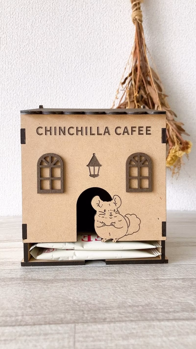 チンチラをデザインしたMDF製コーヒーストッカー