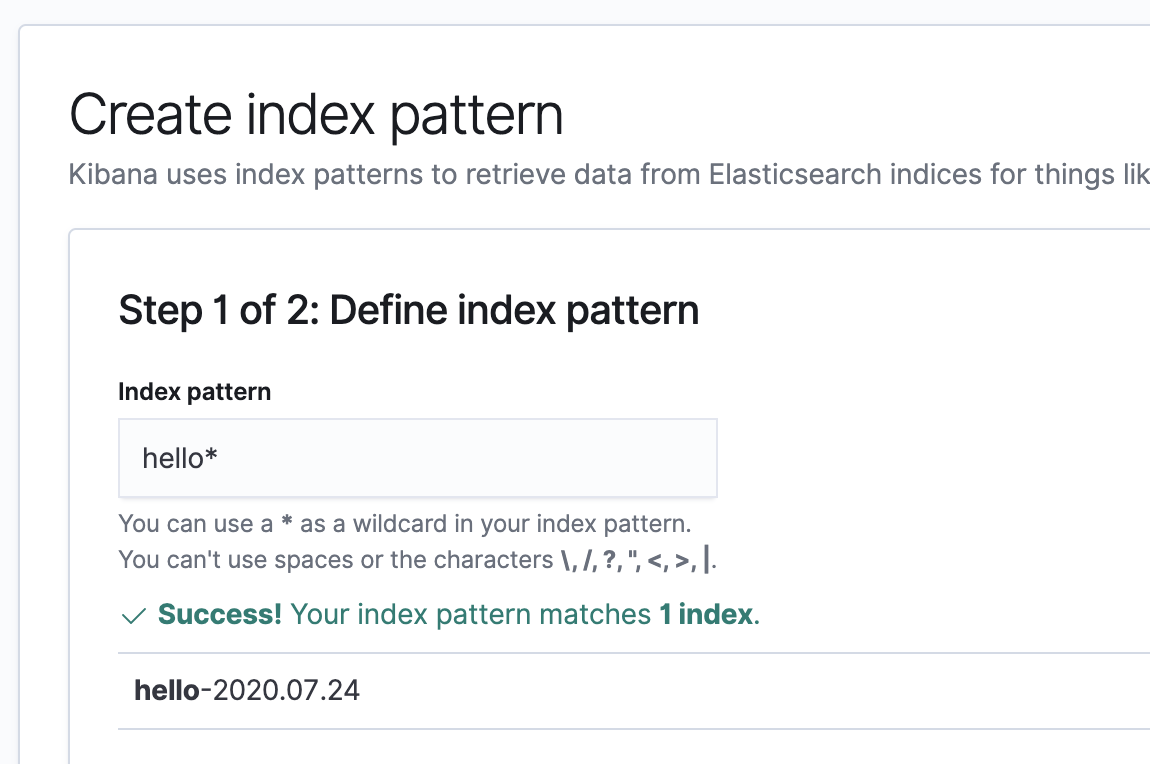 Create Index Pattern