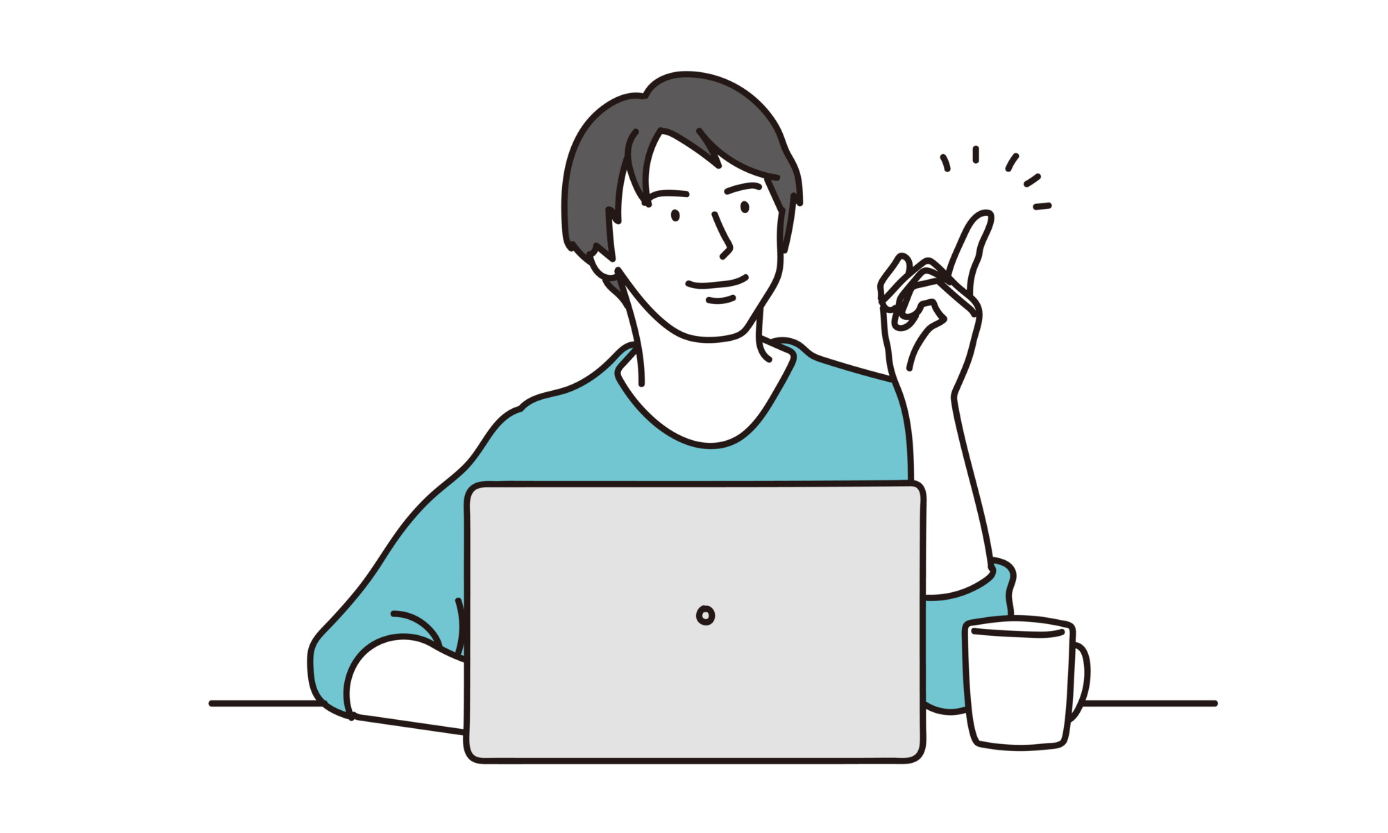 PCを操作する男性