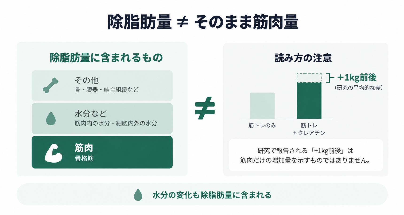 図3. 除脂肪量 ≠ そのまま筋肉量