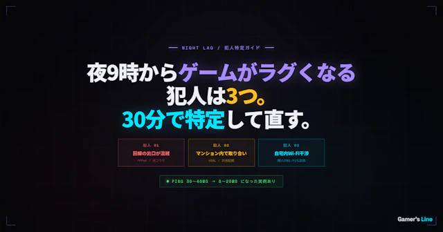 夜9時からゲームがラグくなる犯人は3つ。30分でできる特定手順と直し方