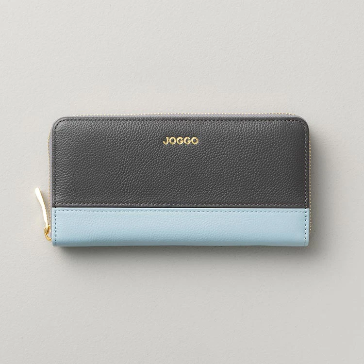 シンプルラウンドバイカラー長財布（エンボス）