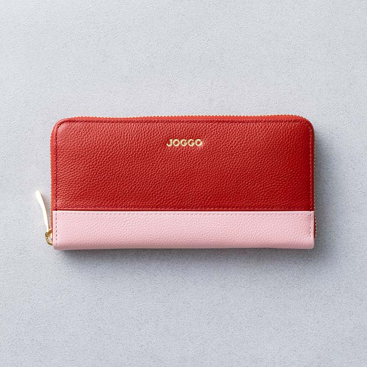 シンプルラウンドバイカラー長財布（エンボス）