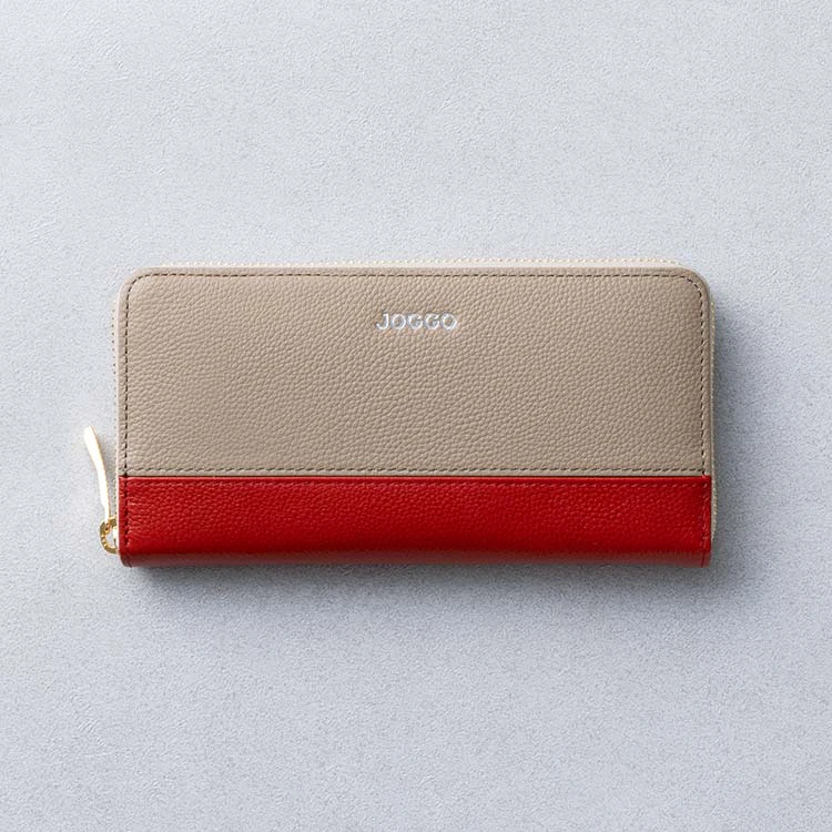 シンプルラウンドバイカラー長財布（エンボス）