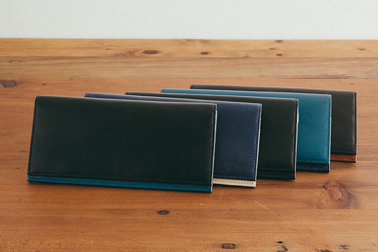 フラップバイカラー長財布(シングルホック)