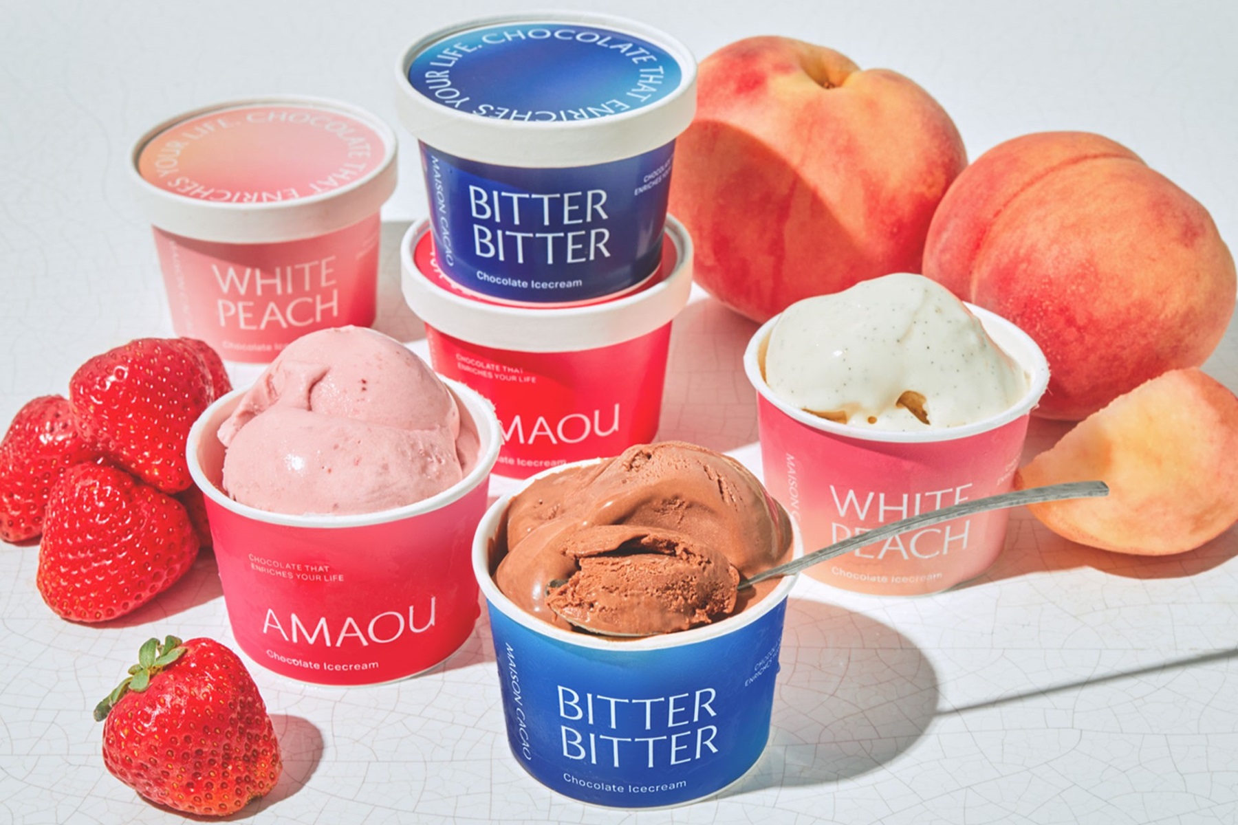 カカオ、あまおう、白桃の3種の新作アイスクリームがこの夏限定登場し
