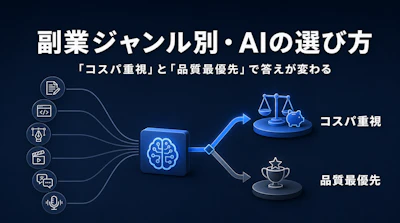 副業別・AI選びガイド｜コスパ重視ならこれ、品質最優先ならこれ【2026年8月】